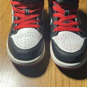 Jordan Kids Black, White & Red High-Top Sneakers